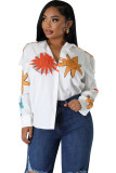 Women's Autumn Winter Print Button Long Sleeve Shirt