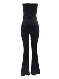 Strapless Slim Sexy Solid Color Women's Two-Piece Pants Set