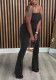 Strapless Slim Sexy Solid Color Women's Two-Piece Pants Set