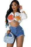 Women's Autumn Winter Print Button Long Sleeve Shirt