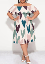 Plus Size Women's Off Shoulder Printed Casual Dress Plus Size Women's Off Shoulder Printed Casual Dress
