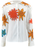 Women's Autumn Winter Print Button Long Sleeve Shirt