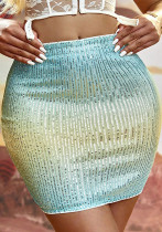 Summer Sexy Gradient Color Sequin Short Skirt