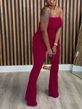 Strapless Slim Sexy Solid Color Women's Two-Piece Pants Set