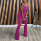 Strapless Slim Sexy Solid Color Women's Two-Piece Pants Set