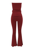 Strapless Slim Sexy Solid Color Women's Two-Piece Pants Set