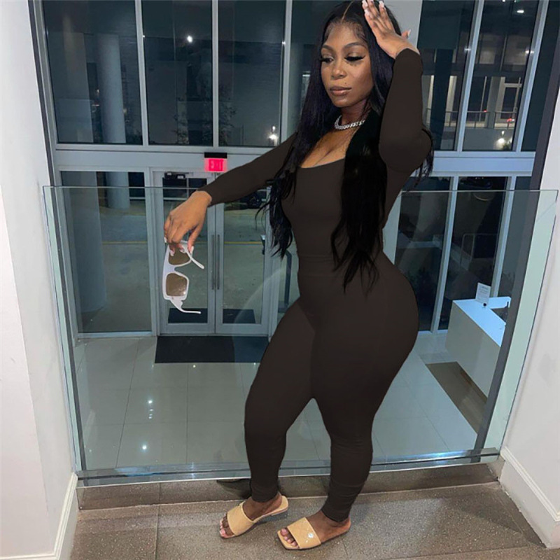 Women Soild Women Long-Sleeved Top and Casual Sports Pants Two Piece Set