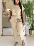 Women Casual Soild Top and trousers Two Piece Set