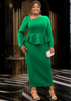 Plus Size Women asymmetric collar Elegant ruffle Formal Party dress Plus Size Women asymmetric collar Elegant ruffle Formal Party dress