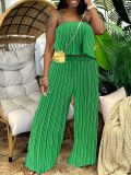 Women Strapless Top and trousers Two Piece Set