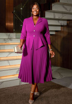 Women Turndown Collar pleated Formal Party pleated Dress Women Turndown Collar pleated Formal Party pleated Dress