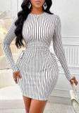 Women long-sleeved striped dress