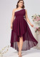 Plus Size Women Slash Shoulder Soild Dress