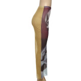 Women Winter Street Mesh Print Bodycon Skirt