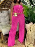 Women Strapless Top and trousers Two Piece Set