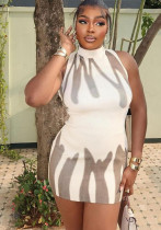 Women Printed Round Neck Sleeveless Dress