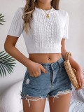 Women Spring/Summer Casual Short-Sleeved Knitting Crop Top