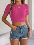 Women Spring/Summer Casual Short-Sleeved Knitting Crop Top