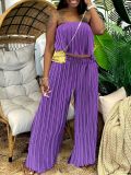 Women Strapless Top and trousers Two Piece Set