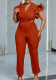 African Women Summer Turndown Collar Patchwork Ruffle Sleeve Jumpsuit