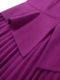 Women Turndown Collar pleated Formal Party pleated Dress