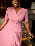 Women Turndown Collar Elegant party pleated dress