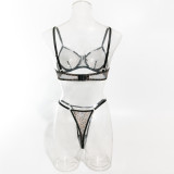 Sexy Lingerie Leopard Print Mesh Underwire Bra Panty Set