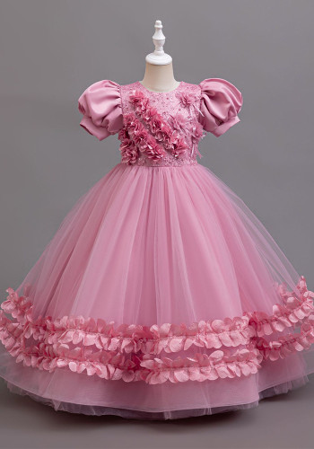Children's Puff Sleeves Princess Dress Flower Girls' Tutu Dress