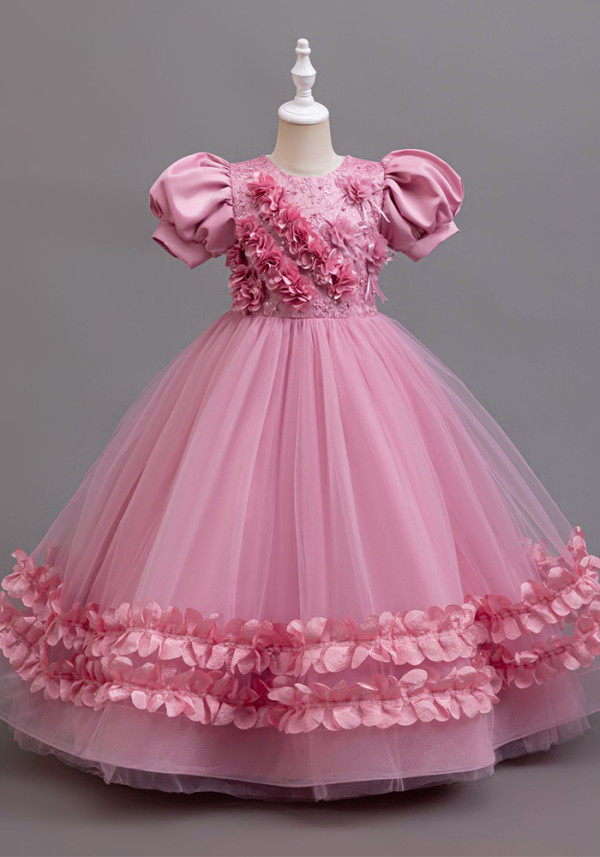 Children's Puff Sleeves Princess Dress Flower Girls' Tutu Dress