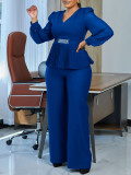 Women's Ol Fashion Long-Sleeved Tops Wide-Leg Pants Two-Piece Suit