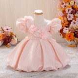 Girls' Puff-Sleeved Princess Dress Christmas Tutu Dress