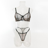 Sexy Lingerie Leopard Print Mesh Underwire Bra Panty Set