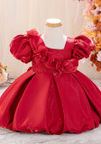Girls' Puff-Sleeved Princess Dress Christmas Tutu Dress