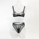 Sexy Lingerie Lace Patchwork Leopard Print Underwire Bra Set