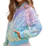 Children's Clothing Sequin Multi-Color Contrast Color Trendy Jacket