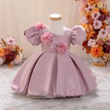 Girls' Puff-Sleeved Princess Dress Christmas Tutu Dress