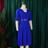 Women Summer Fashion Chic Elegant Solid Color Plus Size African Dress