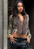 Women's Winter Fashion Furry Patchwork Sexy Top Women's Winter Fashion Furry Patchwork Sexy Top