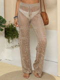 Women's Sexy See-Through Knitting Beach Bell Bottom Casual Pants