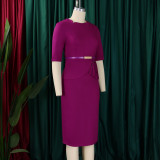 Women's Summer Fashionable Solid Color African Bodycon Dress