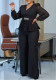 Women's Ol Fashion Long-Sleeved Tops Wide-Leg Pants Two-Piece Suit