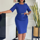 Women's Summer Fashionable Solid Color African Bodycon Dress
