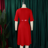 Women Summer Fashion Chic Elegant Solid Color Plus Size African Dress
