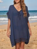 Women's Handhook Patchwork Loose Beach Cover Up