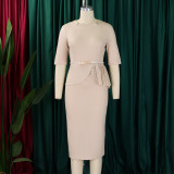 Women's Summer Fashionable Solid Color African Bodycon Dress