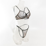Sexy Lingerie Leopard Print Mesh Underwire Bra Panty Set