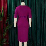 Women's Summer Fashionable Solid Color African Bodycon Dress