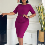 Women's Summer Fashionable Solid Color African Bodycon Dress