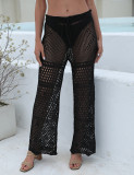 Women's Sexy See-Through Knitting Beach Bell Bottom Casual Pants