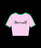 Women's Short Sleeve Round Neck Casual Printed T-Shirt Crop Slim Pink Top